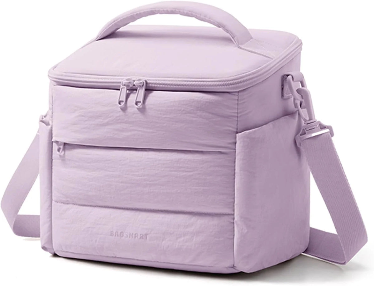 BAGSMART Lunch Box for Women, Cute Quilted Insulated Lunch Bag Sloped-lid