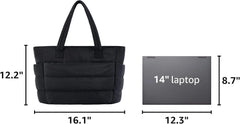 BAGSMART Puffy Tote Bag for Women, Lightweight Work Tote Handbag