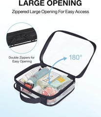 BAGSMART Clear Toiletry Bag with Handle 2-Pack TSA Approved, Black