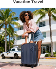 BAGSMART Expandable Carry On Luggage 22x14x9 Airline Approved, Dark Blue