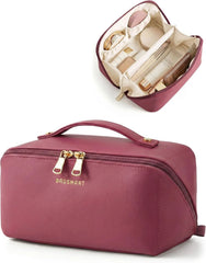 BAGSMART Makeup Bag Travel Cosmetic Bag,Women Toiletry Case, Burgundy