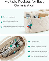 BAGSMART Tote Bag for Women, Puffer Tote Bag for Work Large Shoulder Bag