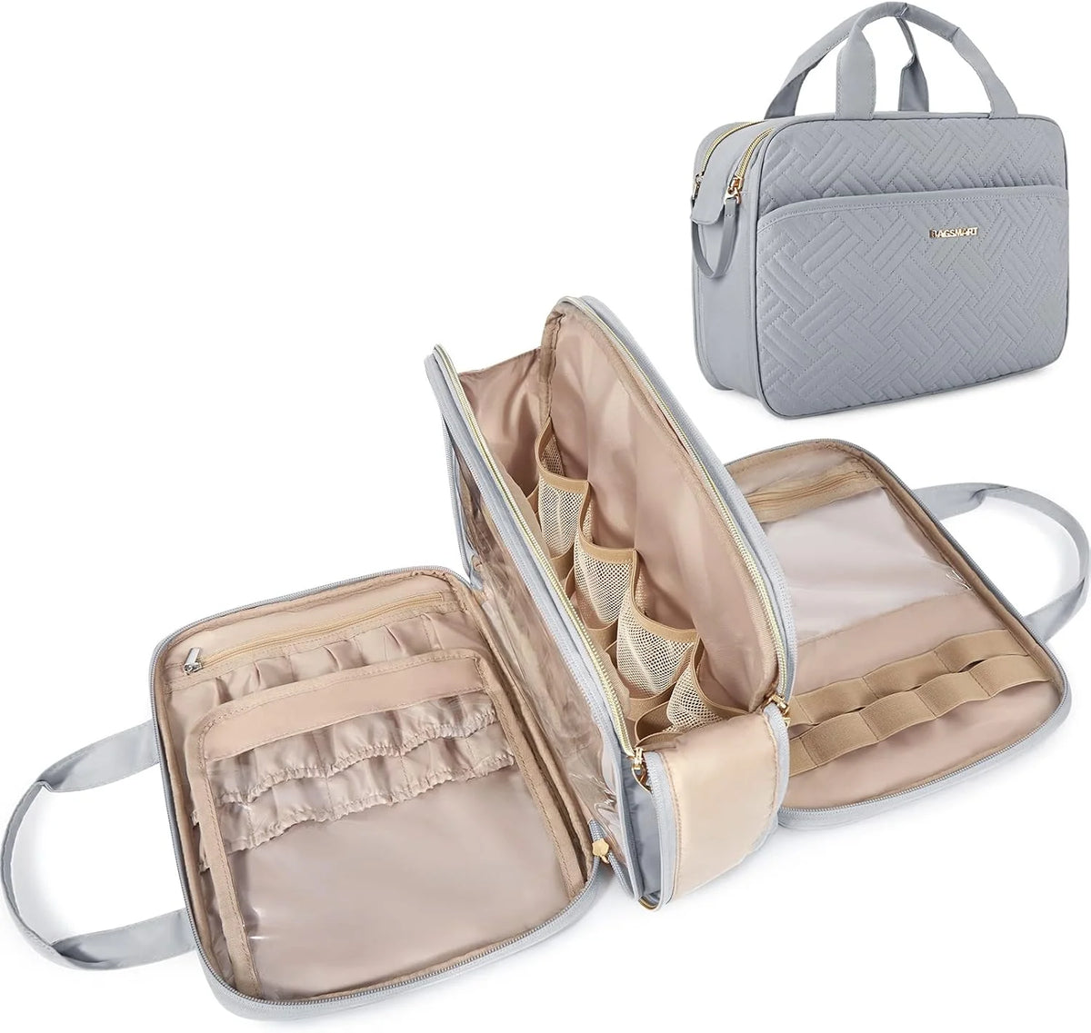BAGSMART Toiletry Bag for Women, Medium Water-resistant, Grey