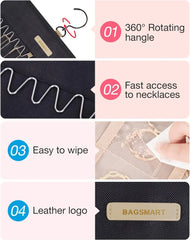 BAGSMART Hanging Jewelry Organizer Necklace/Earring/Ring 2-Sided XL Black