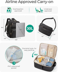 BAGSMART Womens Backpack Carry On Flight Approved, Travel Backpack for Women with Waist Bag,Traveling Lightweight Weekender Casual Daypack 17.3" Laptop Work Back pack Personal Item Bag,Champagne