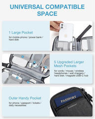 BAGSMART Electronics Travel Organizer for Cords Chargers Phones, Black