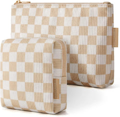 BAGSMART Corduroy Makeup Bag Set, Large & Small Cosmetic Pouch