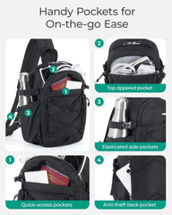 BAGSMART Small Crossbody Sling Bag, Crossbody Daypack, Chest Shoulder Bag Hiking Small Backpack for Casual Travel Sport