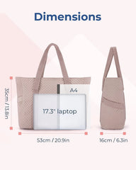 BAGSMART Crush Tote Bag for Women, 20L Puffer Work Tote with Zipper, Travel Essentials Quilted Nurse Hospital Bag