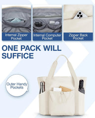 BAGSMART Foldable Tote Bag with Drawstring Bag, Tote Bag Shoulder Bag Top Handle Handbag for Travel, Work, Beach, Gym
