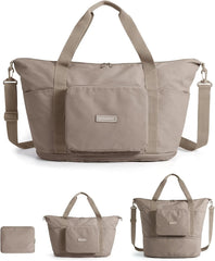 BAGSMART Foldable Travel Bag, 37L Expandable Personal Item Bag, Camel