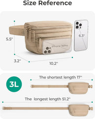 BAGSMART Fanny Packs for Women Two Way Zipper Belt Bag with Strap