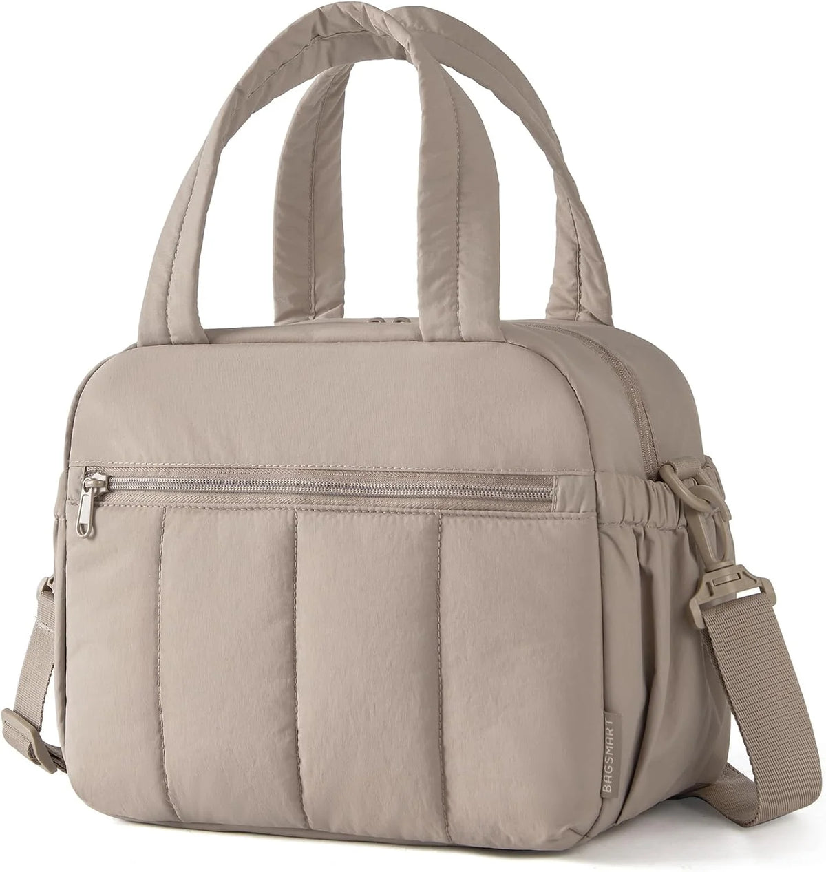 BAGSMART Fashion Puffy Lunch Bag for Women Insulated Lightweight Tote Brown