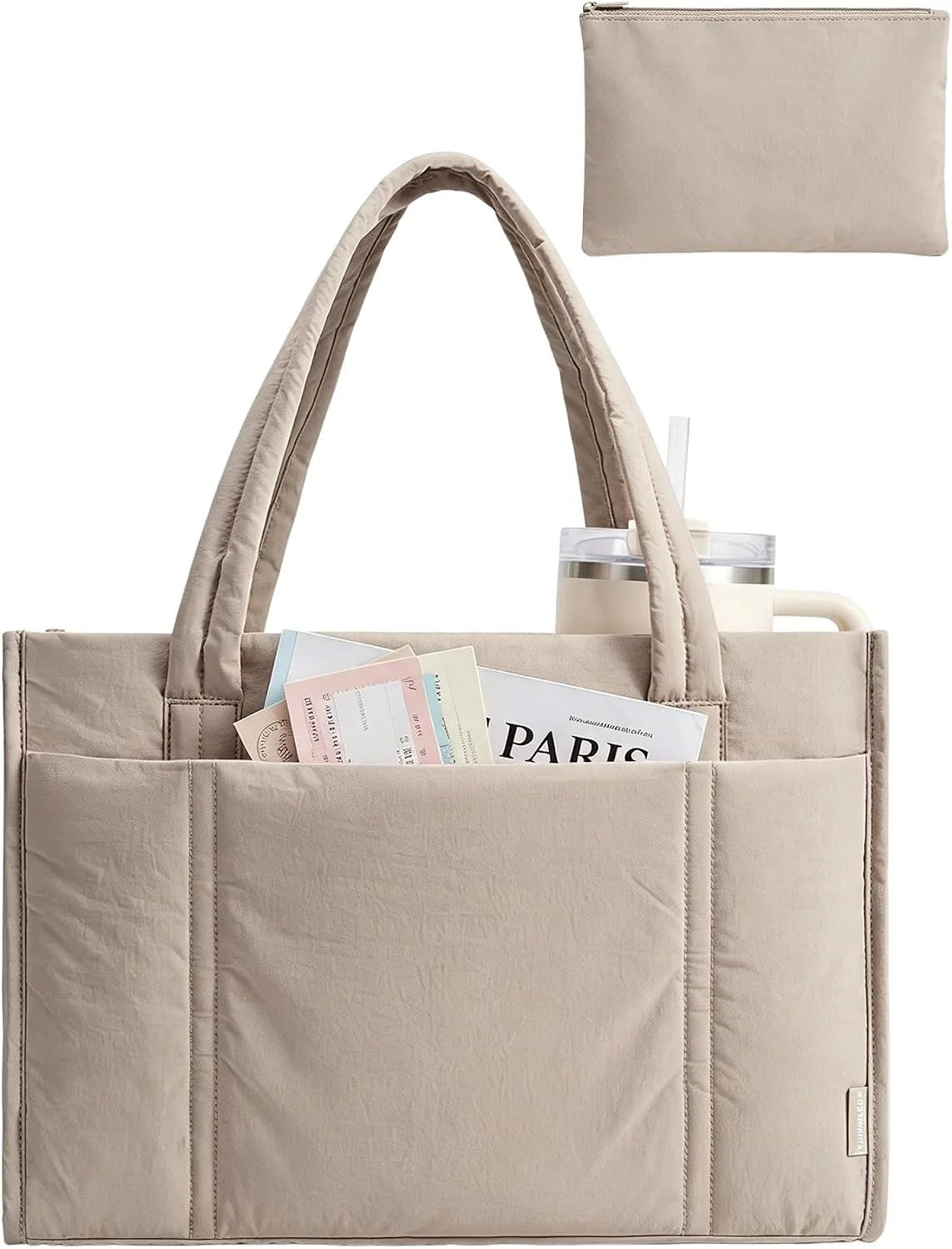BAGSMART Puffer Tote Bag for Women, 21L/26L Work Tote Shoulder Handbag