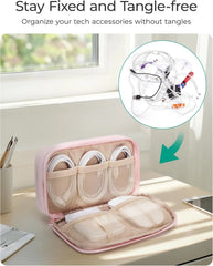 BAGSMART Electronics Organizer Travel Case for Cords Chargers Phones, Beige