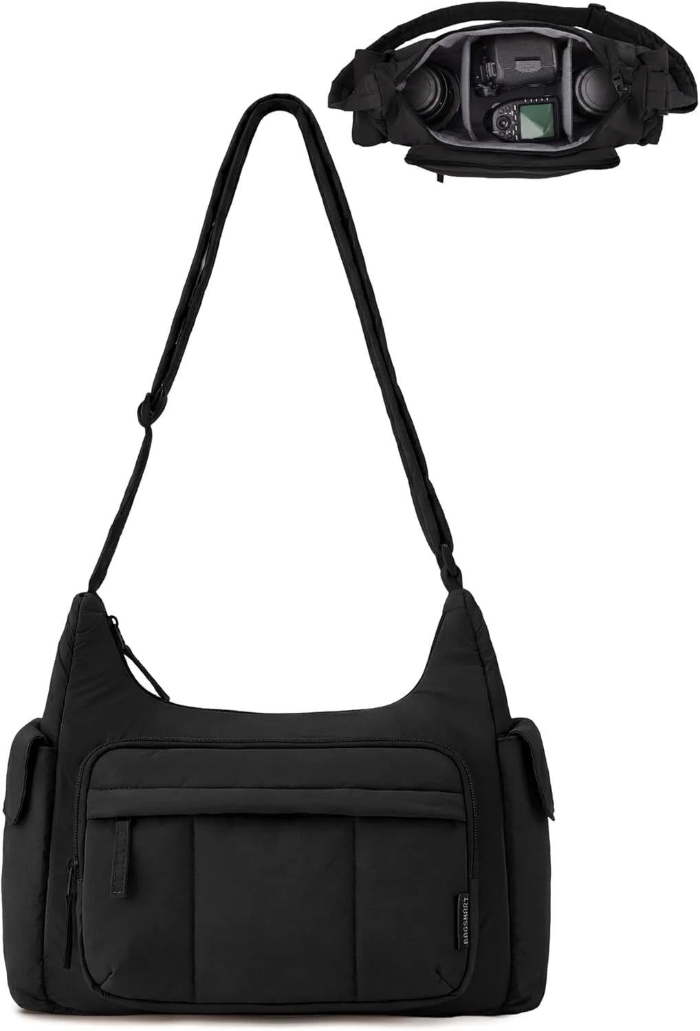 BAGSMART 2 in 1 Puffy Camera Bag for Photographer Everyday Shoulder Bag