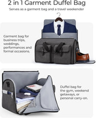 BAGSMART Garment Bags for Travel, Convertible Garment Duffle Bag Suit Bags for Men Women, 2 in 1 Garment Bags for Hanging Clothes, Carry On Duffle Bag with Shoe Compartment, Black