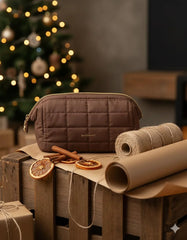 BAGSMART Makeup Bag Travel Toiletry Bag, Wide-open Zipper Pouch, Chocolate