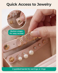 BAGSMART Travel Jewelry Case, Leather Zip for Rings Necklaces