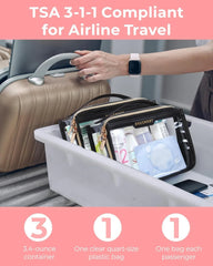 BAGSMART Clear Toiletry Bag for Travel, TSA Approved, 2-Pack, Pink | Makeup Cosmetic Pouch Bag for Women, Quart Size Compliant Bag Organizer for Travel Essentials