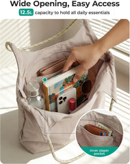 BAGSMART Tote Bag for Women, Travel Tote Beach Bag with Zipper for Gym