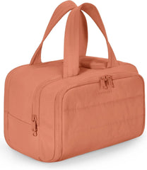 BAGSMART Travel Toiletry Bag, Crush Toiletry Bag for Women, Wide-open Puffy Toiletry Bags for Traveling, Large Travel Cosmetic Makeup Bag Organizer for Accessories,Toiletrie (Orange)