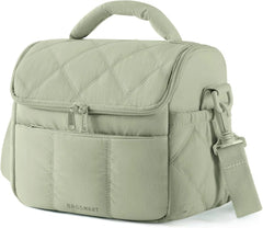 BAGSMART Insulated Lunch Bags for Women, Cute Quilted Lunch Box, Sage Green