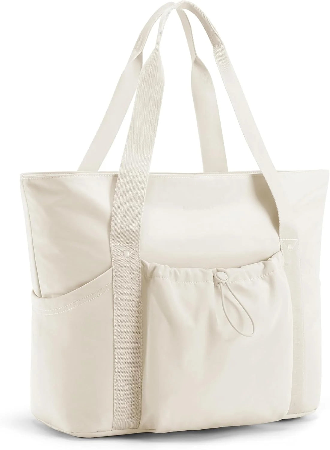 BAGSMART Foldable Tote Bag with Drawstring Bag, Tote Bag Shoulder Bag Top Handle Handbag for Travel, Work, Beach, Gym