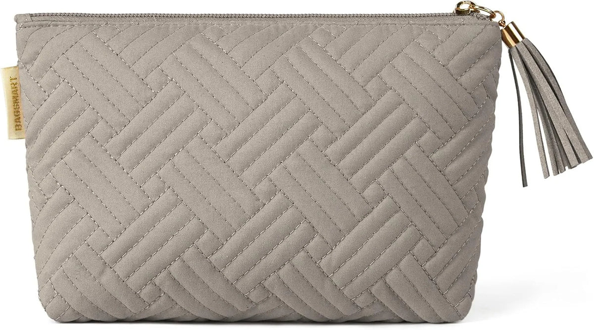 BAGSMART Small Makeup Bag with Tassel, Soft Cosmetic Pouch 8.7"