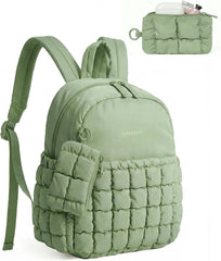 BAGSMART Mini Backpacks for Women, Puffy Checkered Quilted with Pouch