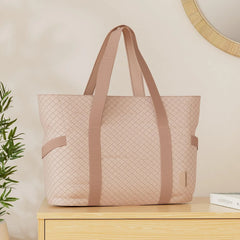 BAGSMART Crush Tote Bag for Women, 20L Puffer Work Tote with Zipper, Travel Essentials Quilted Nurse Hospital Bag