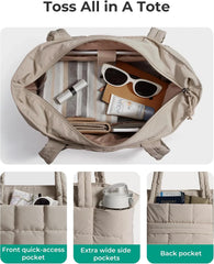 BAGSMART Expandable Tote Bag for Women, Puffer Work Tote Travel Bag