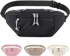 BAGSMART Fanny Packs for Women, Belt Bag for Traveling Hiking, Black