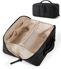 BAGSMART Puffy Travel Makeup Bag Toiletry Bag for Women, Black
