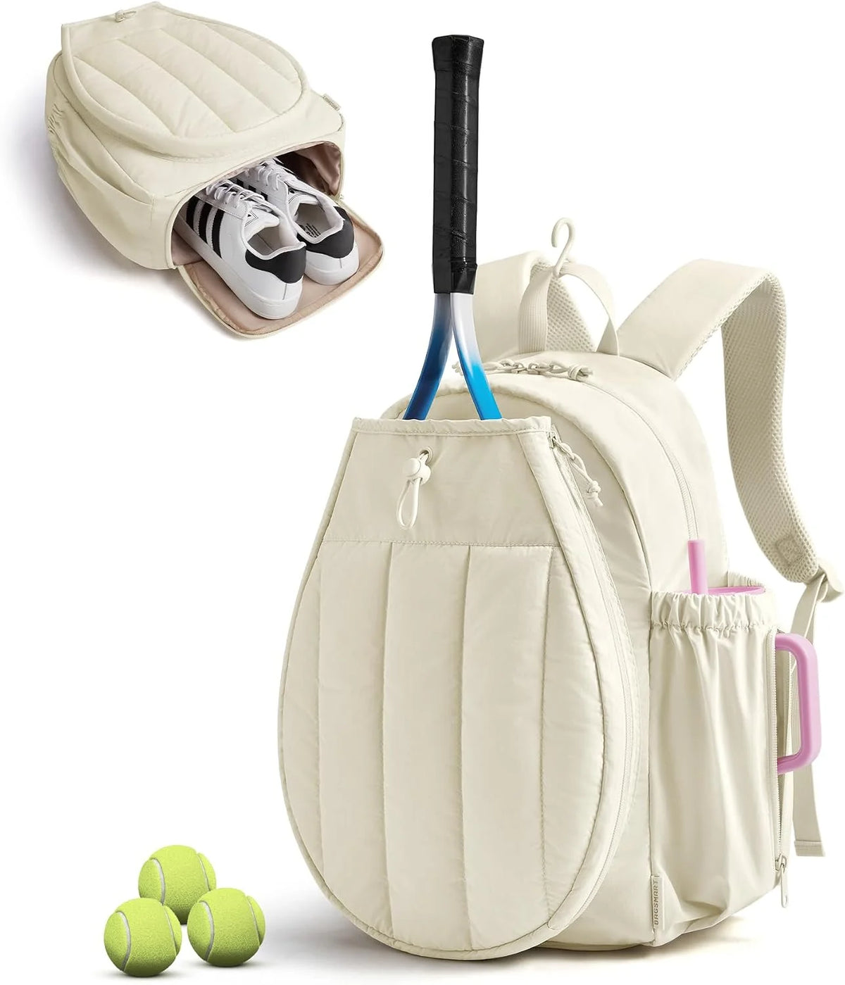 BAGSMART Tennis Gym Bag for Women, Quilted Pickleball 15.6" Laptop Backpack