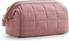 BAGSMART Makeup Bag Travel Toiletry Bag, Wide-open Zipper Pouch, Dark Pink