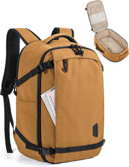 BAGSMART Travel Backpack for Women, 15.6 Inch Carry On Bag, Brown Yellow
