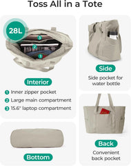 BAGSMART Gym Tote Bag for Women, 24L/28L Travel Tote Yoga Mat Bag