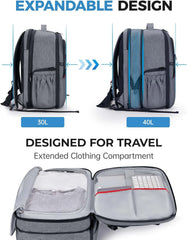 BAGSMART Camera Bag for DSLR, Waterproof Camera Backpacks for Photographers, Camera Case with Laptop Compartment-15.6" Grey