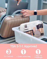 BAGSMART Clear Toiletry Bag 3-Pack TSA Approved Water-Repellent, White