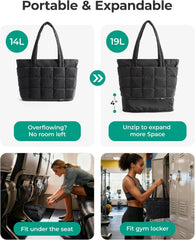 BAGSMART Expandable Tote Bag for Women, Puffer Work Tote Travel Bag