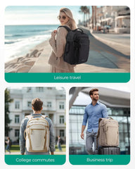 BAGSMART Travel Backpack for Men Women, Carry On Backpack Flight Approved TSA Friendly with USB Charging Hole Lightweight Weekender Bag Casual Daypack 17.3 Inch Laptop Business Work Backpack, Brown