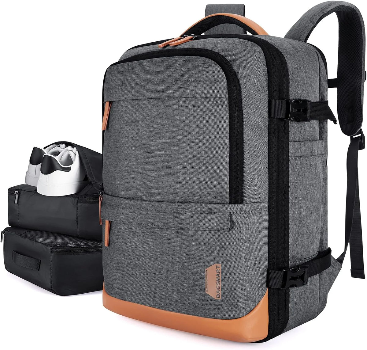 BAGSMART 37L Expandable Travel Backpack Compression Carry On Daypack