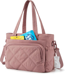 BAGSMART Lunch Bag Women Large Lunch Box Insulated Tote Bag with Multi-Pockets Quilted Puffy Tote for Work, Outdoors