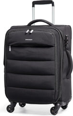 BAGSMART 20 Inch Soft Carry On Suitcase with Wheels, Black