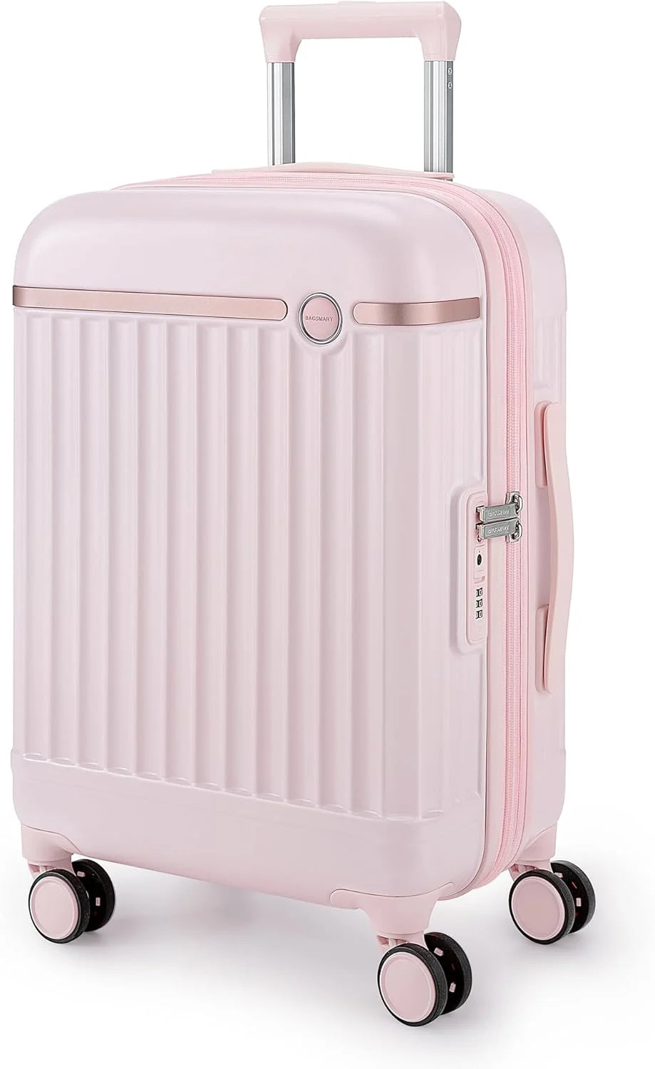 BAGSMART 20" Expandable PC Carry-On Luggage Spinner Wheels, Pink