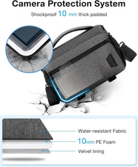 BAGSMART Camera Sling Bag with Tripod Holder & Rain Cover, Waterproof, Grey