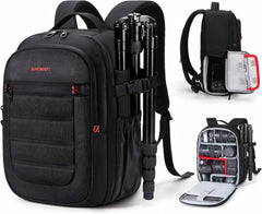 BAGSMART Camera Bag for DSLR, Waterproof Camera Backpacks for Photographers, Camera Case with Laptop Compartment-14 Black