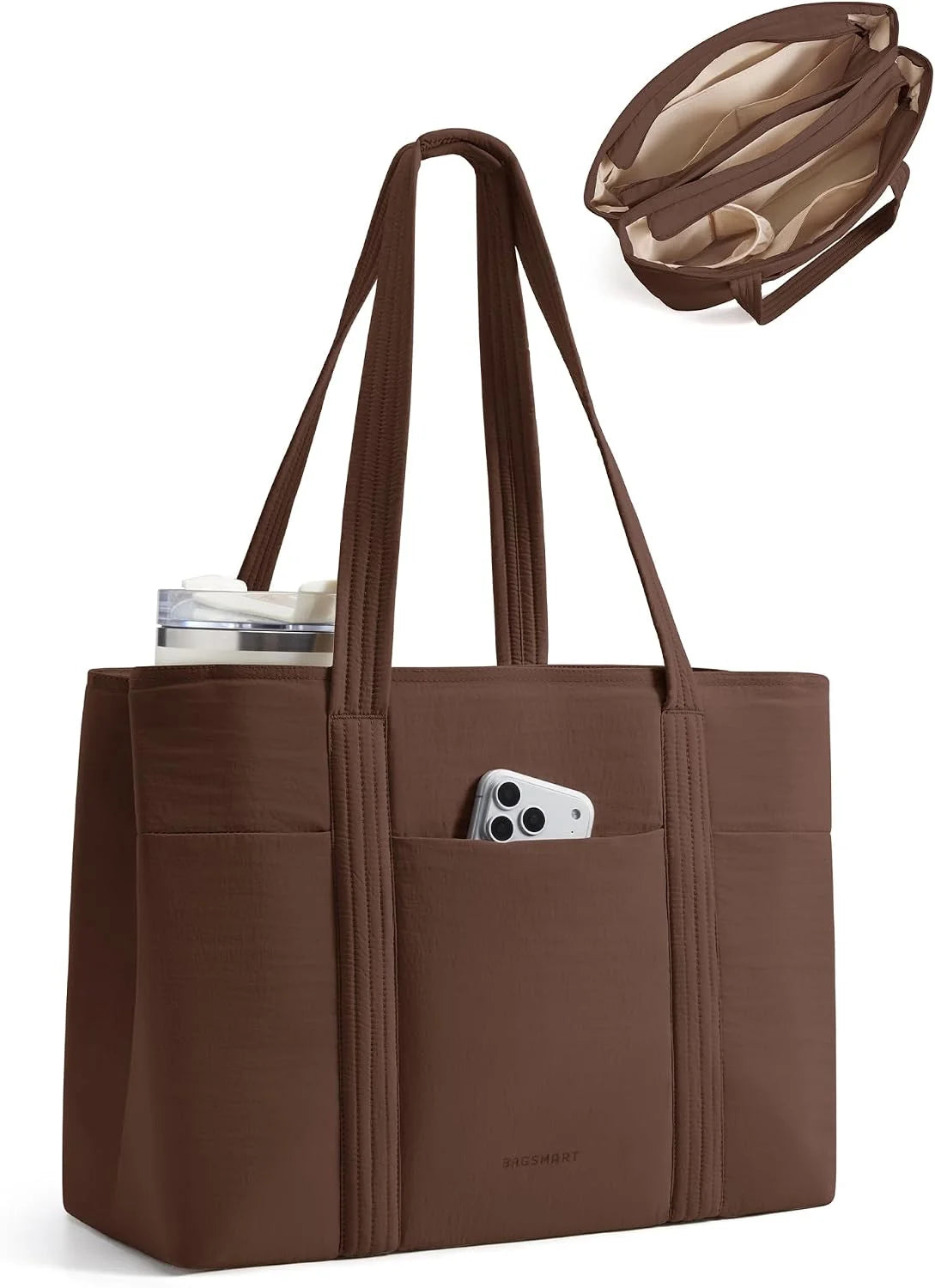 BAGSMART Tote Bag for Women with Compartments Work Tote Bag with Zipper