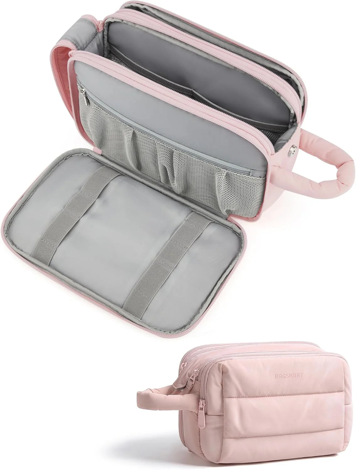 BAGSMART Travel Toiletry Bag for Women, Water-resistant, Pink